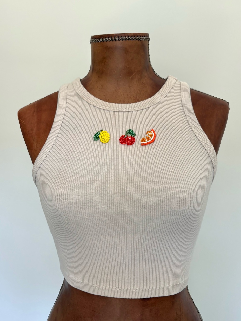 H&M Tank with Handmade Bead Embroidered Fruits